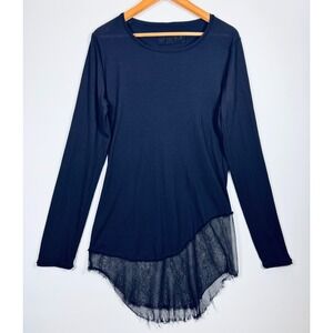 Rundholz Dip Tunic Top Large Navy Blue Asymmetrical Long Sleeve Avant Garde